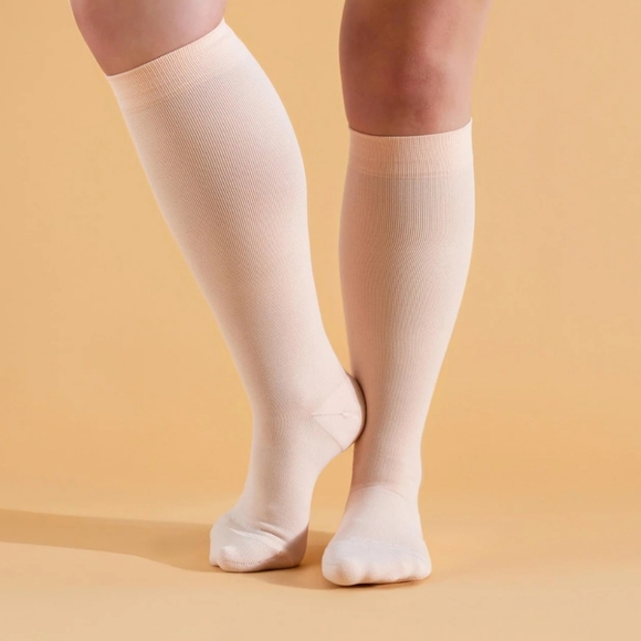 Knee-High Compression Socks – Rose/Navy Stripe - Picture 3 of 7